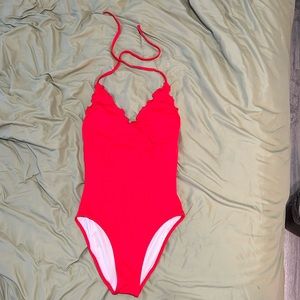 Red one piece swim suit